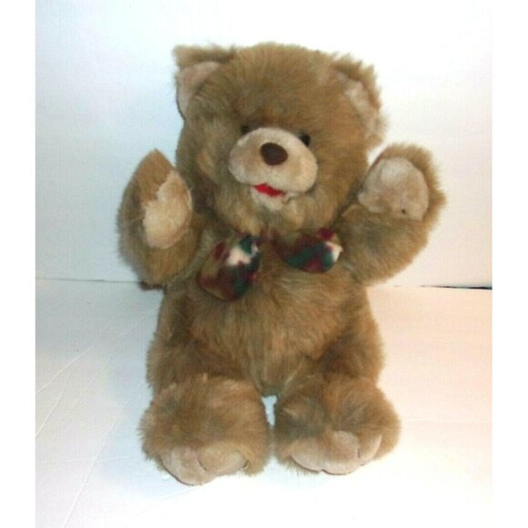 Brooklyn Doll Toy Plush Brown Teddy Bear Felt Bow Stuffed Animal 15" - Picture 1 of 4